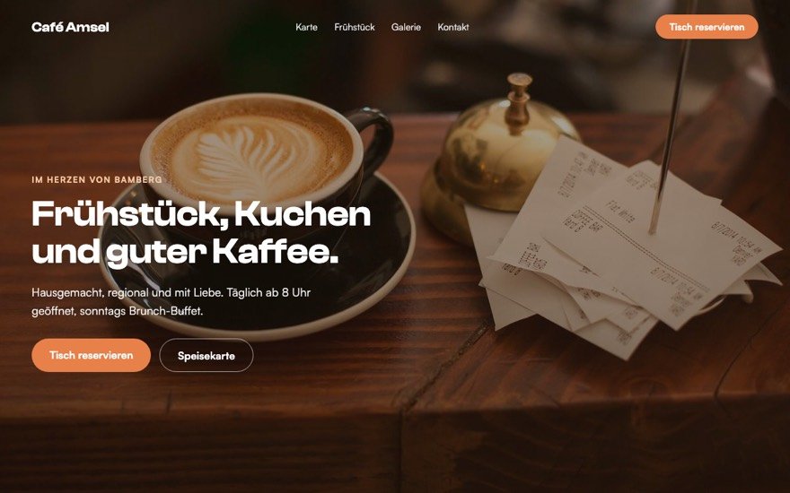 Beispiel-Website eines Cafés