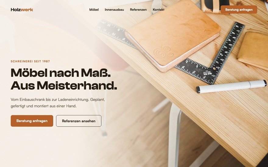 Beispiel-Website einer Schreinerei
